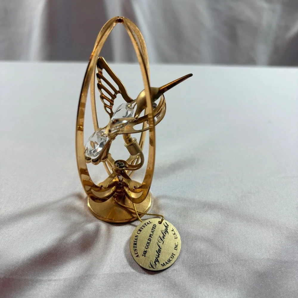 Mascot Crystal Delight Hummingbird Figurine 24K Gold Plated Austrian Crystal 4in